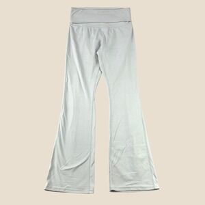 Chrome Riot Flared Yoga Pants Womens M Gray Y2K Athleisure Fold Over Waistband